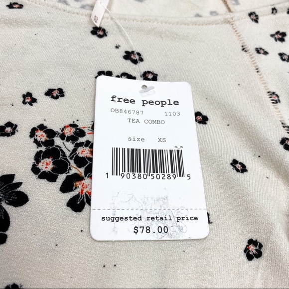 NEW Free People To The Tropics Bodycon Top Cream Tea Floral Print Size XS - Picture 11 of 13